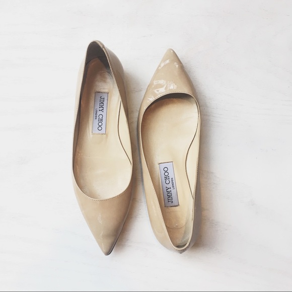 Jimmy Choo Shoes - JIMMY CHOO// Nude Patent Leather Ballet Flats